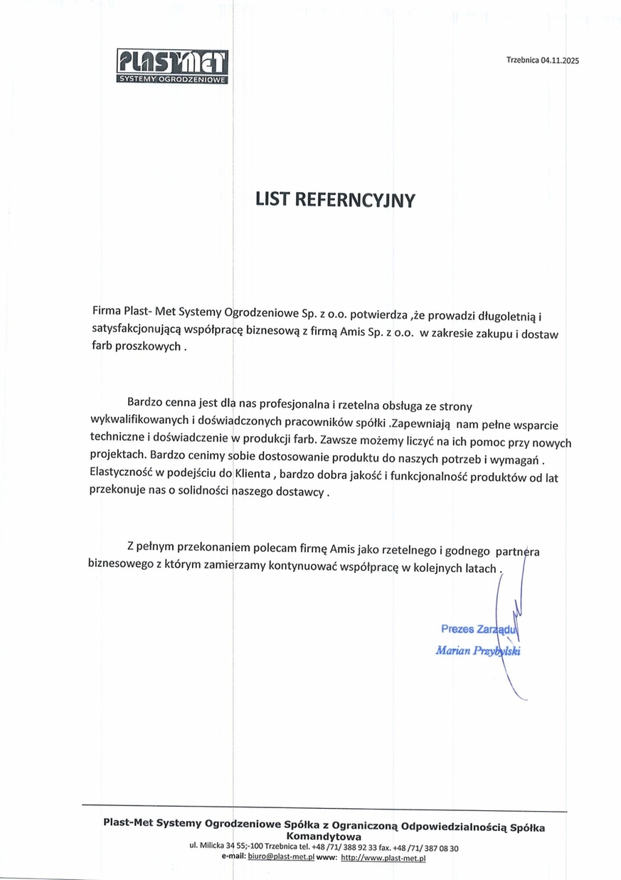 PLAST-MET 2025 Reference for AMIS Powder Coatings
