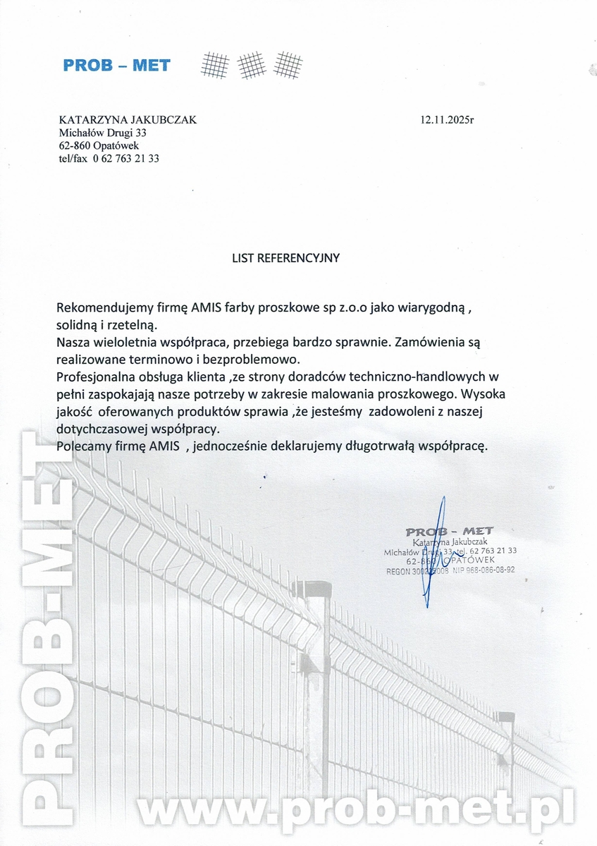 PROB-MET 2025 Reference for AMIS Powder Coatings